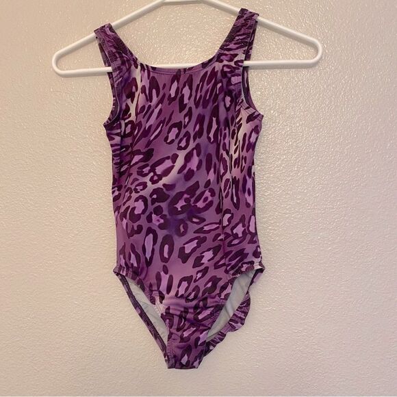 Satara Leos gymnastics tank practice Leotard purple animal, print child 8-10 - Picture 1 of 5